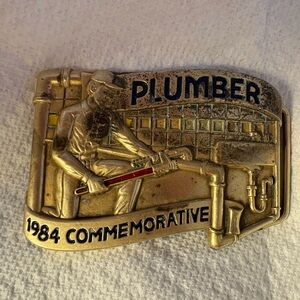 1984 Baron Buckles Limited Edition Commemorative Plumber Belt Buckle solid brass